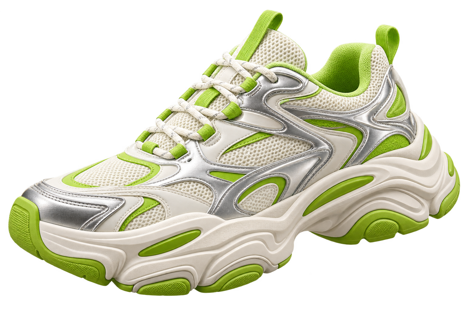 AVEROX Orbit 01 krem ve lime detaylı sneaker